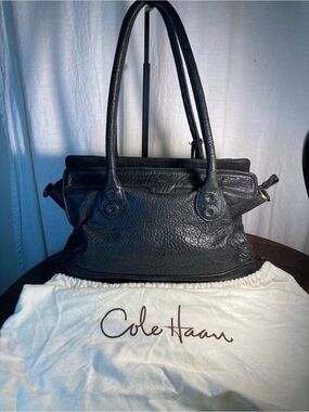 Cole Haan Black Textured Leather tote  Bag